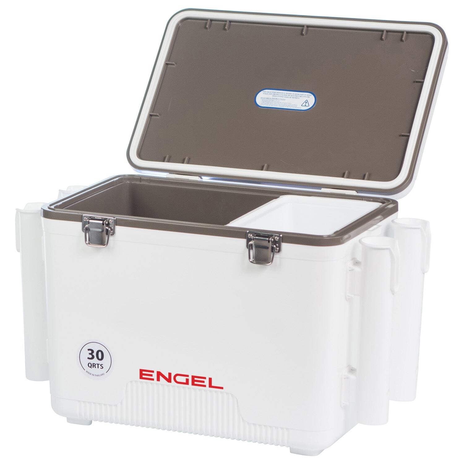 ENGEL 30 Qt Leak-Proof Insulated Drybox Cooler with 4 Rod Holders - Tan