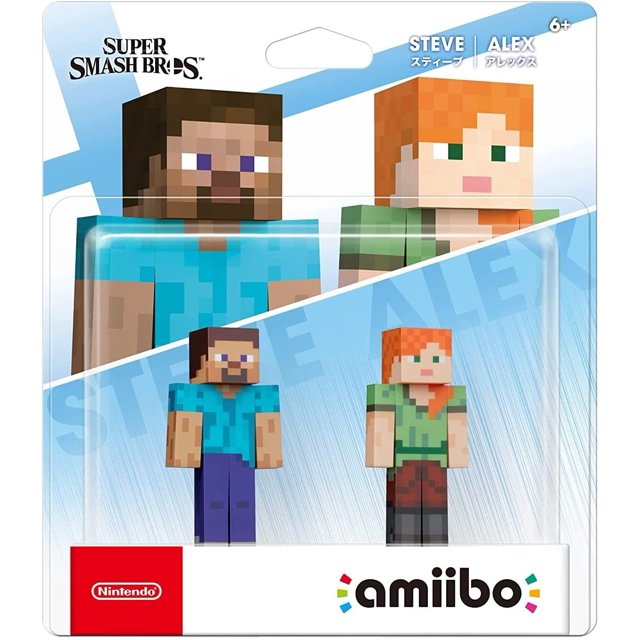 NIntendo amiibo - Steve + Alex 2-pack - Minecraft Super Smash Bros. Series (Nintendo Switch)