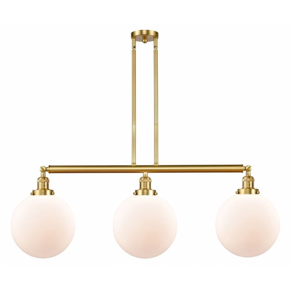 213-SG-G201-10 Innovations Lighting Beacon - 3 Light Island In Industrial Style-14 Inches Tall and 42 Inches Wide-Satin Gold Finish-Matte White Glass
