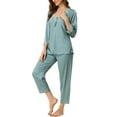thumbnail image 4 of Unique Bargains Women’s Satin Pajama Lace Trim Night Suit Lounge Sleepwear Sets, 4 of 6