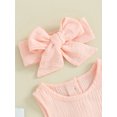 thumbnail image 6 of Bslissey Baby Girls Sleeveless Romper Solid Color Crew Neck Ruffles Bodysuit with Bow Headband 3M 6M 12M 18M Newborn Infant Casual Summer Outfits, 6 of 9