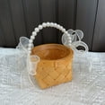 thumbnail image 4 of Wedding Small Flower Girl Basket, Wicker Rattan Flower Basket with Pearl Handle for Wedding Home Decor Picnic, Party, 4 of 7