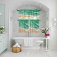 thumbnail image 6 of Kitchen Window Curtains Valance and Tier Set, Ocean Green Beige Sea Waves Rod Pocket Tier Curtains and Valance 3 Piece Set, Beach Theme Stripes Window Treatment for Bedroom Living Room, 6 of 9