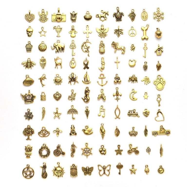 Incraftables 100pcs Gold Charms for Jewelry Making with 15pcs Clasps &  Rings. Best Antique Metal Designer Charm for DIY Bracelets & Necklaces. Bulk  Assorted Charms for Bracelet & Crafting Supplies