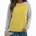 thumbnail image 6 of VBVC Women's Raglan Sleeve Crewneck Sweatshirt , Long Sleeve Pullover Top For Women , Ladies' Casual Color Block Hoodie with Pockets, Yellow , S-2XL, 6 of 7