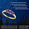 thumbnail image 2 of Gem Stone King 10K Yellow Gold Purple Amethyst Engagement Ring for Women | 0.98 Cttw | Round 5MM | Gemstone February Birthstone | Size 9, 2 of 6