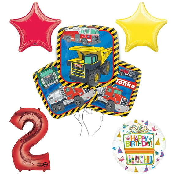 Tonka Truck 2nd Birthday Party Supplies and Balloon Decoration Bouquet Kit