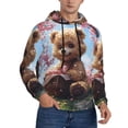 thumbnail image 2 of Honeii Romantic Floral Bear Pattern Mens Hoodies Men's Loose Sleeve Sweatshirt,Pullover Hooded Sweatshirt for Men,Essentials Hoodie-XX-Large, 2 of 7