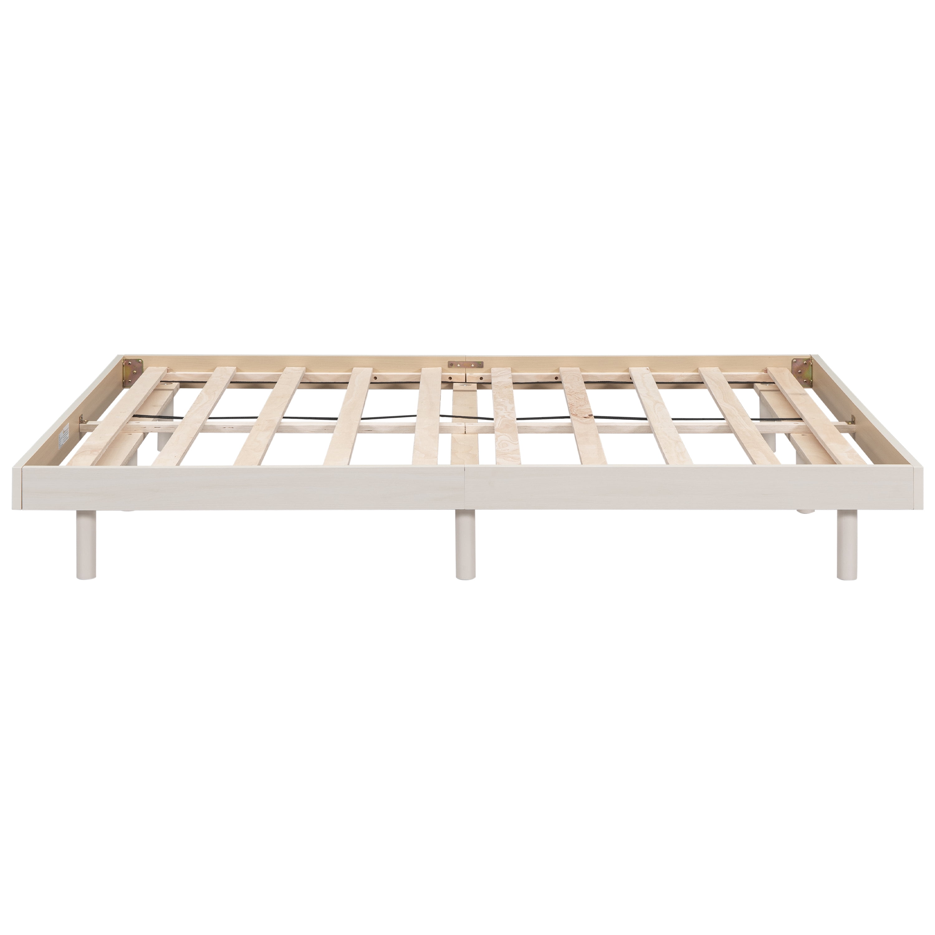Miniyam Full Platform Bed , Low Profile Wooden Bed with Slats, No Box Spring Needed, Modern Design for Teen, White