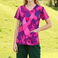 thumbnail image 3 of NAMTYQX Printed Scrub Tops Women Floral Cool Fashion Breast Cancer Shirts Purple Size 3XL, 3 of 4