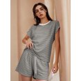 thumbnail image 3 of Firvespy Women's 2 Piece Striped Matching Set Relaxed Fit T-Shirt and Shorts Summer Casual Outfit, 3 of 5