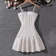 thumbnail image 5 of LYHaoo Retro Polka Girls Dress Elegant Bodycon Sleeveless Spaghetti Strap Summer Casual Party，Girls Dresses for School Sizes 8-9 Years White, 5 of 7