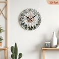 thumbnail image 5 of 2D Flat 1pc 10Inch Wooden 1pc Diamond-Studded White Chrysanthemum Wall Clock - Silent Swiss Quartz Movement, 10Inch Round Modern Minimalist Design with Sparkling Diamond Accents, Battery-powered, 5 of 7