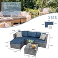 Walsunny 3 Piece Aegean Blue Outdoor Furniture Sectional Sofa Patio Set Silver Gray Rattan