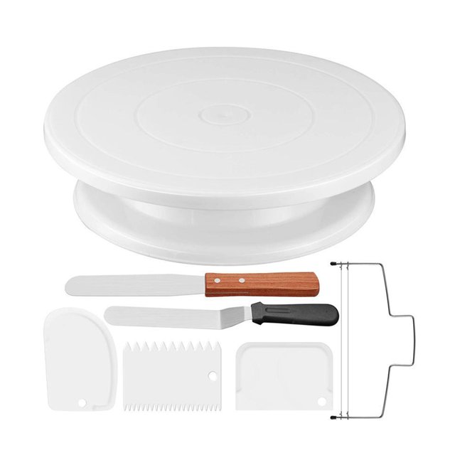 Cake Decoración Conjunto Horneado Girar Turnato giratorio Kit de horneado Tuberías Icing no palo Lavable Lavable Reutilizable DIY Postre 7 Piezas Irene Inevent HA009999-00B