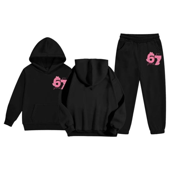 WOYY Toddler Girls 67 Outfits Casual Hoodie Sweatshirt Jogger Pants 2Pcs Set, Sizes 2-3T