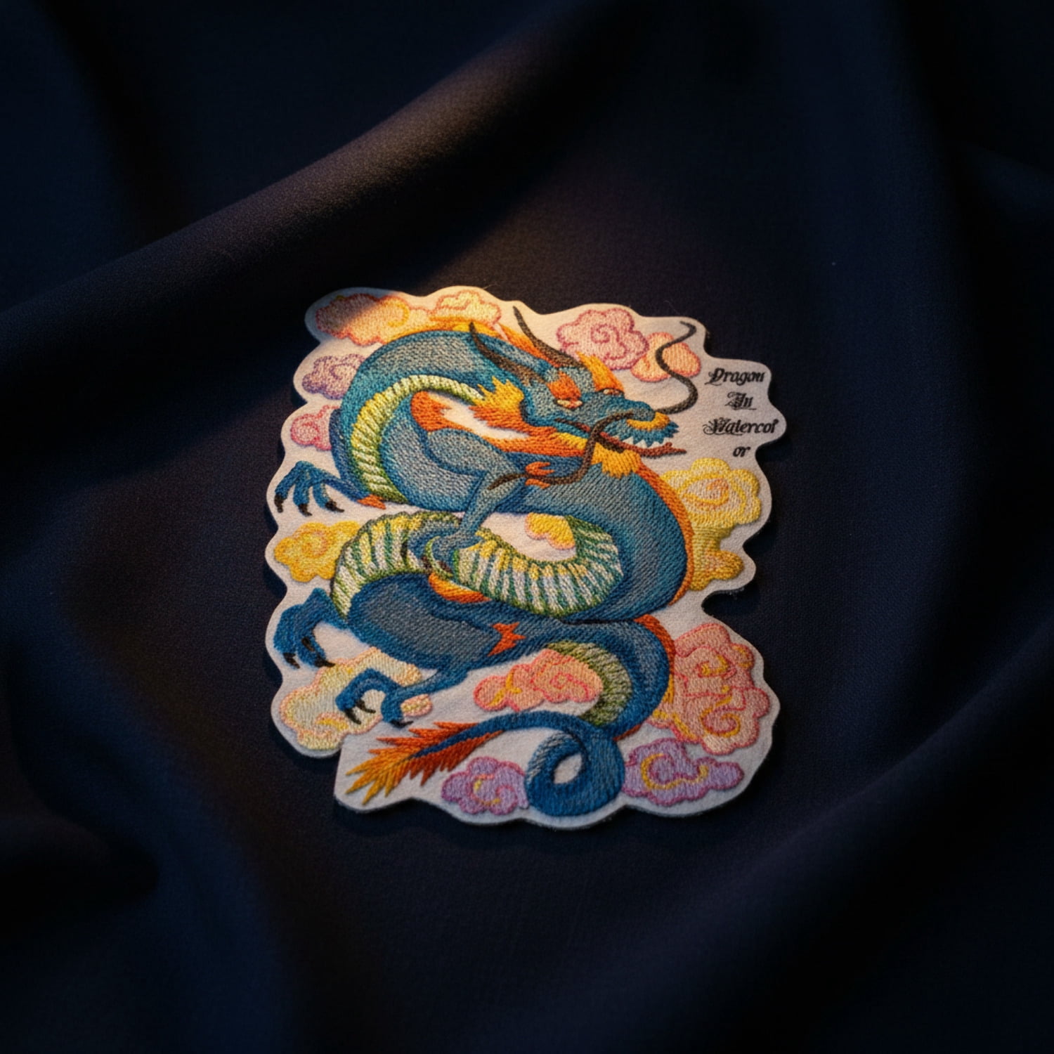 Custom Dragon in Watercolor Embroidery Iron On/Sew Patch [7.26" X 5.84"]
