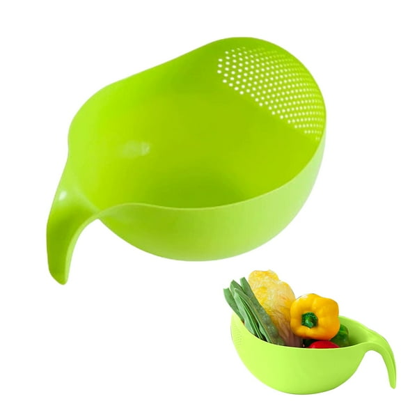 Rice Strainer with Handle, Lightweight Rice Washer Strainer Bowl for Easy Water Draining, Easy to Use & Clean Plastic Colander with Handle for Cereals, Pasta, Vegetables, Fruits, 1 Pcs, 8.66x7.28"