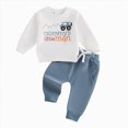 thumbnail image 4 of NOLDARES Toddler Baby Boy Fall Clothes Long Sleeve Letter Print T-Shirt with Elastic Waist Set Fall Winter Outfit(M545-Blue), 4 of 4