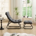 thumbnail image 5 of S-HOME European Style Patio Chair With Puffy Cushion And Foot Stool In Black Steel Frame For Living Room Spaces, Grey, 5 of 12