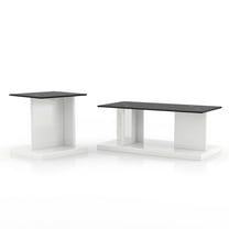 Furniture of America Thame Glass Top 2-Piece Coffee Table Set in White
