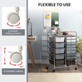 thumbnail image 3 of 15 Drawer Rolling Storage Cart, Drawer Organizer with Wheels, Scrapbook Paper Office School Organizer,Black & Gray, 3 of 7