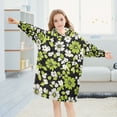 thumbnail image 5 of FORMRS Wearable Blanket Hoodie with Sleeves for Kids Cozy Flannel Sweatshirt, Green Flower Pattern, 5 of 7