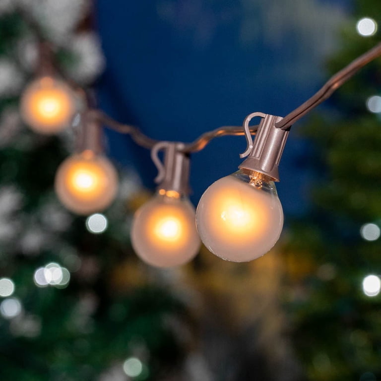 Novelty Lights 25ft G50 LED Patio String Lights - 25 Warm White Bulbs, Weather Resistant, Connectable, Brown Wire