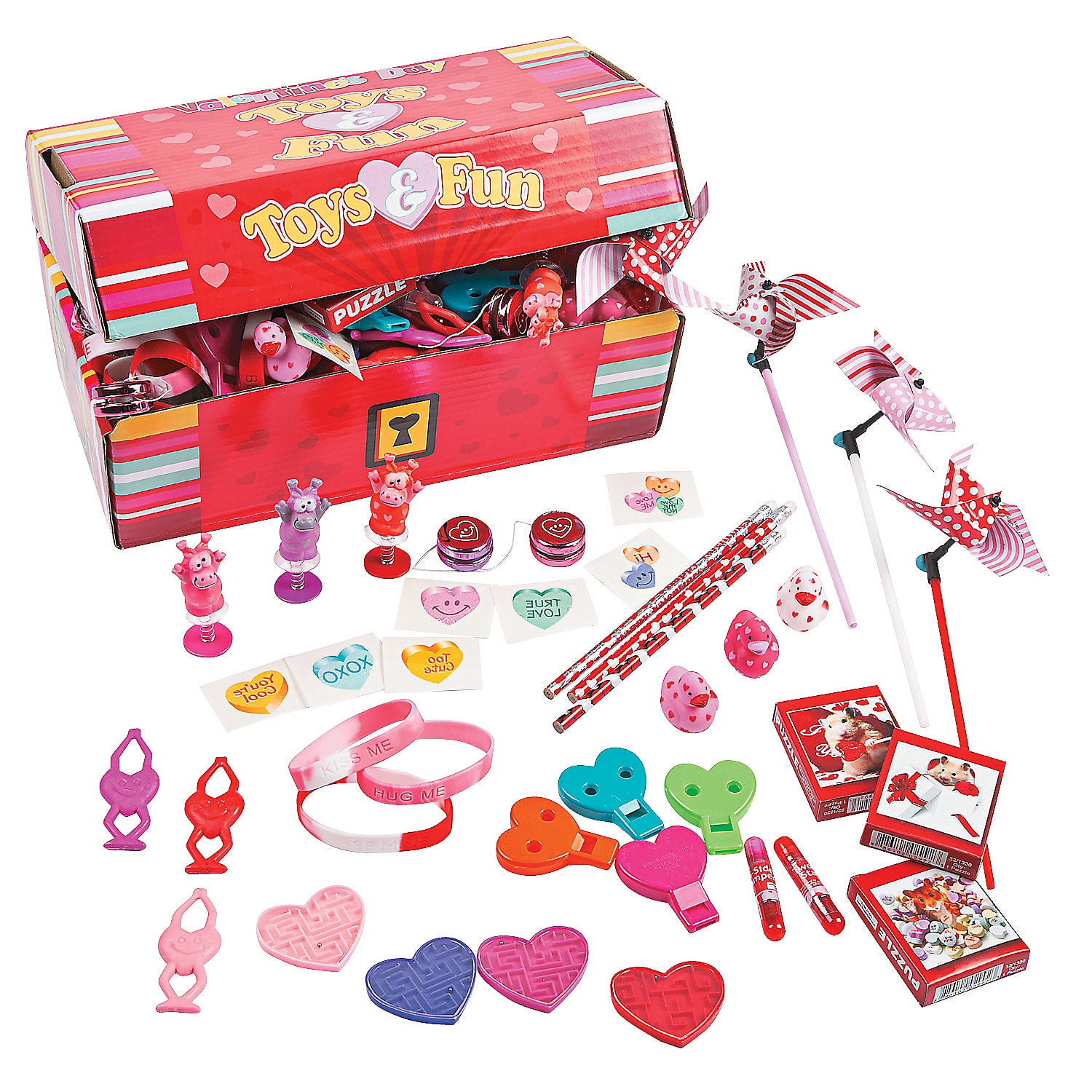 Valentine Treasure Chest Toy Asst(100Pc) Party Favors 100 Pieces