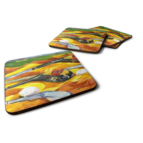 Carolines Treasures 6063FC Golf Clubs Golfer Foam Coaster Set of 4 3 1/2 x 3 1/2 multicolor