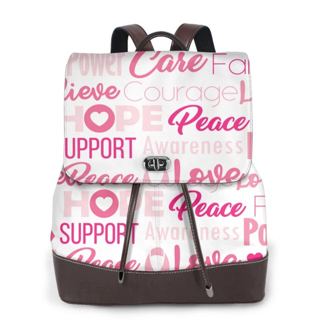 Balery Breast Cancer Ribbons Awareness (2) Mochila de Cuero para Mujeres, Gran Capacidad, Bolsa de Viaje Multifuncional, Mochila de Cuero y Bolsa de Hombro para Mujeres