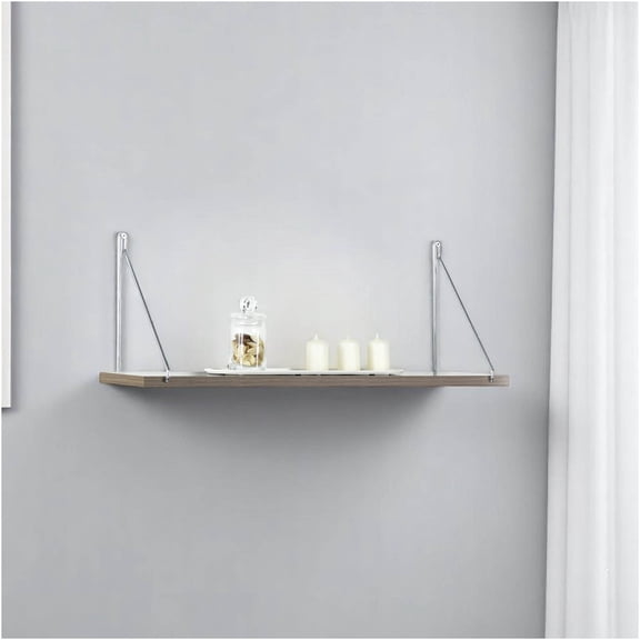 JERFIT Modern Floating Wall Shelf - Solid Wood Single Wall Mounted Display Bracket for Books, Decor, Bathroom & Office, White