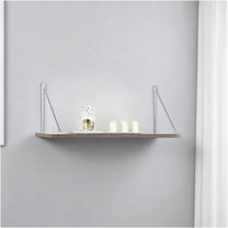JERFIT Modern Floating Wall Shelf - Solid Wood Single Wall Mounted Display Bracket for Books, Decor, Bathroom & Office, White