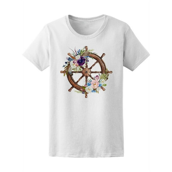 Watercolor Nautical Steering T-Shirt Women -Image by Shutterstock, Female Medium
