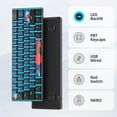 thumbnail image 4 of TEMOGU-60 Percent Gaming Keyboard 60% Mechanical Keyboard LED Backlit Ultra Compact Wired Keyboard with Red Switch for Windows Laptop Gamer(61 Blue Samurai), 4 of 4