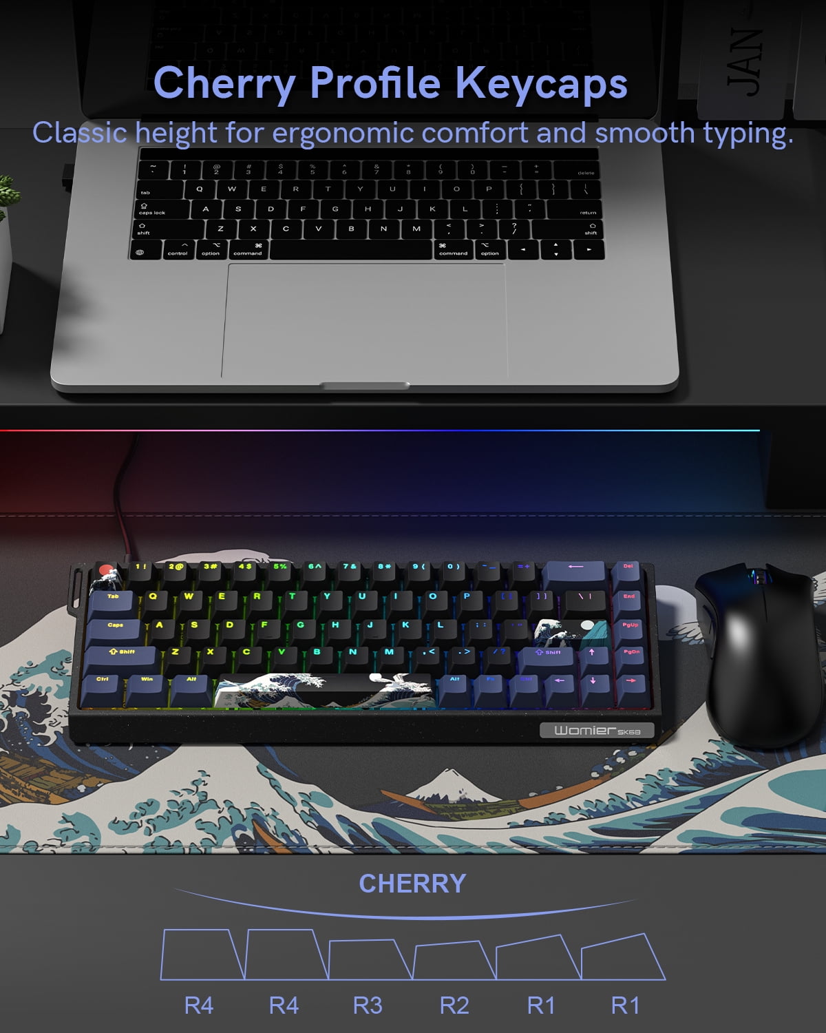 SK68 65% Gaming Keyboard, Wired Backlit Mini Keyboard w/100% Hot-Swap Socket 68 Keys Aluminum Gaming Wired Keyboard for PC Laptop Game