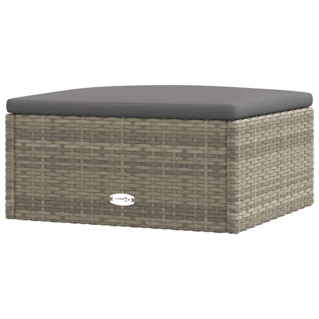 Anself Patio Footstool with Cushion Gray Poly Rattan