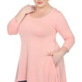 thumbnail image 5 of White Mark Women's Plus Size Quarter Sleeve Solid Sharkbite Tunic Top, 5 of 5