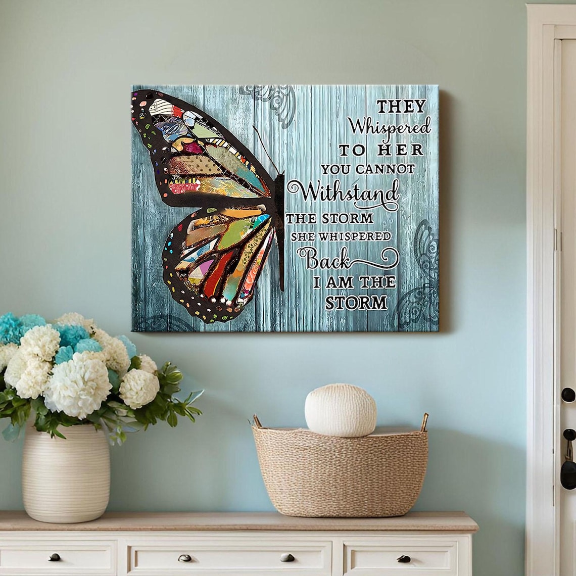 Inspirational Canvas Wall Art I Am The Storm" | Rustic Farmhouse Decor, Ready-to-Hang Framed Art for Bedroom, Office, Dorm, Meditation Nook | Handmade in USA, Premium Pine Frame