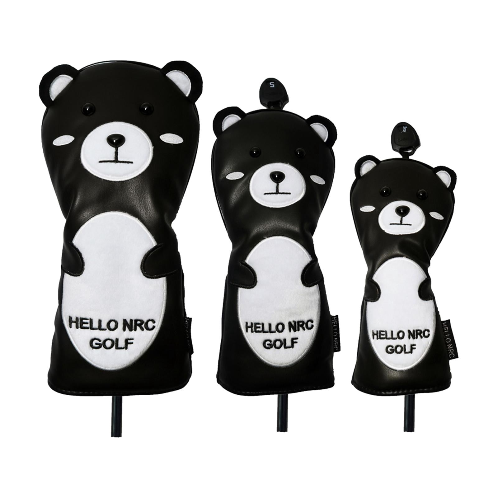 Protective Golf Headcover, Cartoon PU Leather Bear golf Club Head Cover, Durable, Hybrid , DR