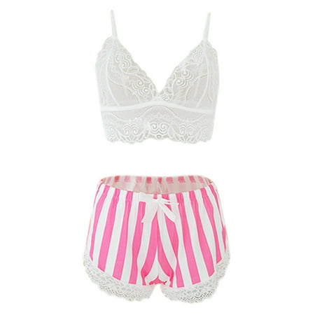 

Womens Lingerie Deep V Lace Uni Ms Sets Sleepwear Pajamas Underwear Women