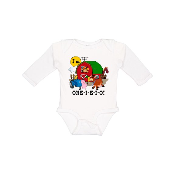 Inktastic One-i-e-i-o Boys or Girls Long Sleeve Baby Bodysuit
