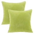 thumbnail image 2 of Soft Corduroy Striped Velvet Square Decorative Throw Pillow Cusion For Couch, 18" x 18", Water Green, 2 Pack, 2 of 6