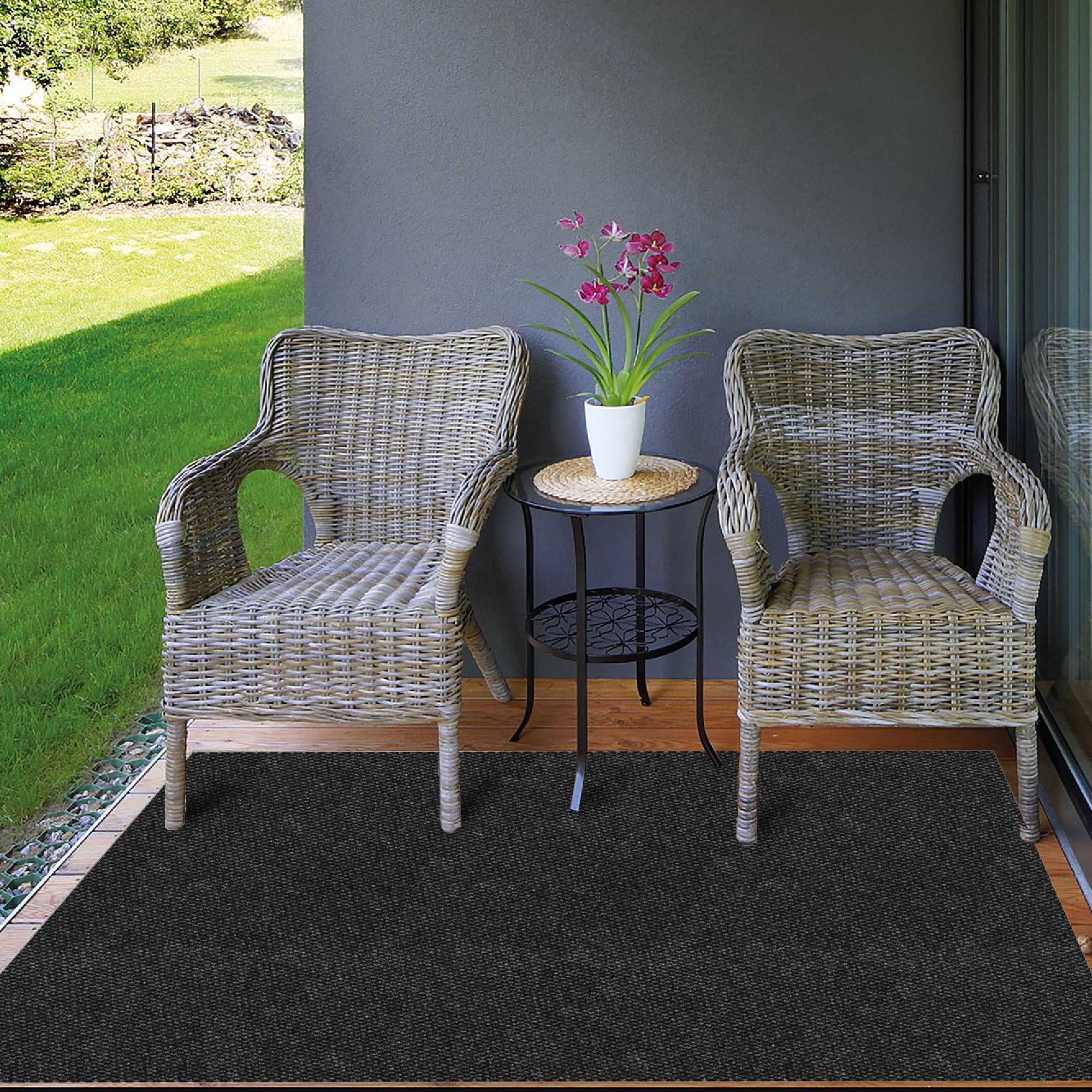 Ottomanson Non-Slip Hallway Runner Rug 2'7" x 13' Indoor/Outdoor Custom Size Utility Carpet for Garage, Black Hobnail