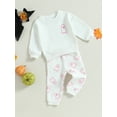 thumbnail image 2 of Baby Boy Girl Halloween Outfits Long Sleeve Shirts Ghost Print Sweatshirt Tops and Pants Set Toddler Infant Fall Winter Clothes, 2 of 8