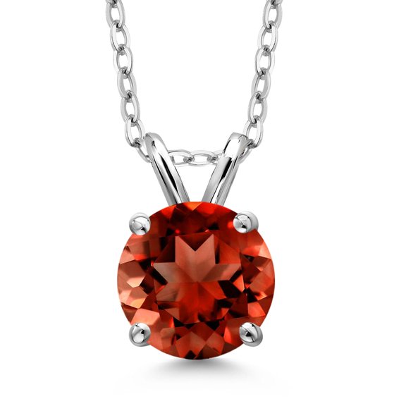 Gem Stone King 1.00 Ct Red Garnet Pendant Necklace for Women | 925 Sterling Silver | Round 6MM | Gemstone Birthstone | With 18 inch Silver Chain