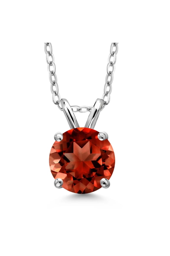 1.00 Ct Red Garnet Pendant Necklace for Women | 925 Sterling Silver | Round 6MM | Gemstone Birthstone | With 18 inch Silver Chain