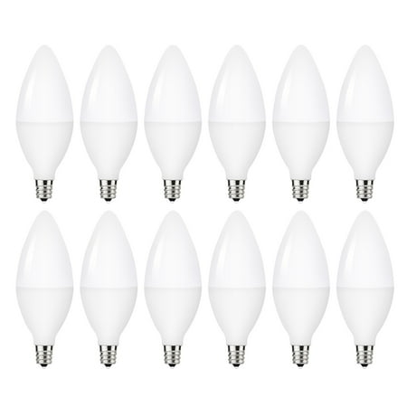 

YANSUN E12 LED Candelabra Light Bulbs Equivalent 60W 550 Lumens Warm White 5000K Chandelier Bulb Non-dimmable Candelabra Base UL Listed Pack of 12