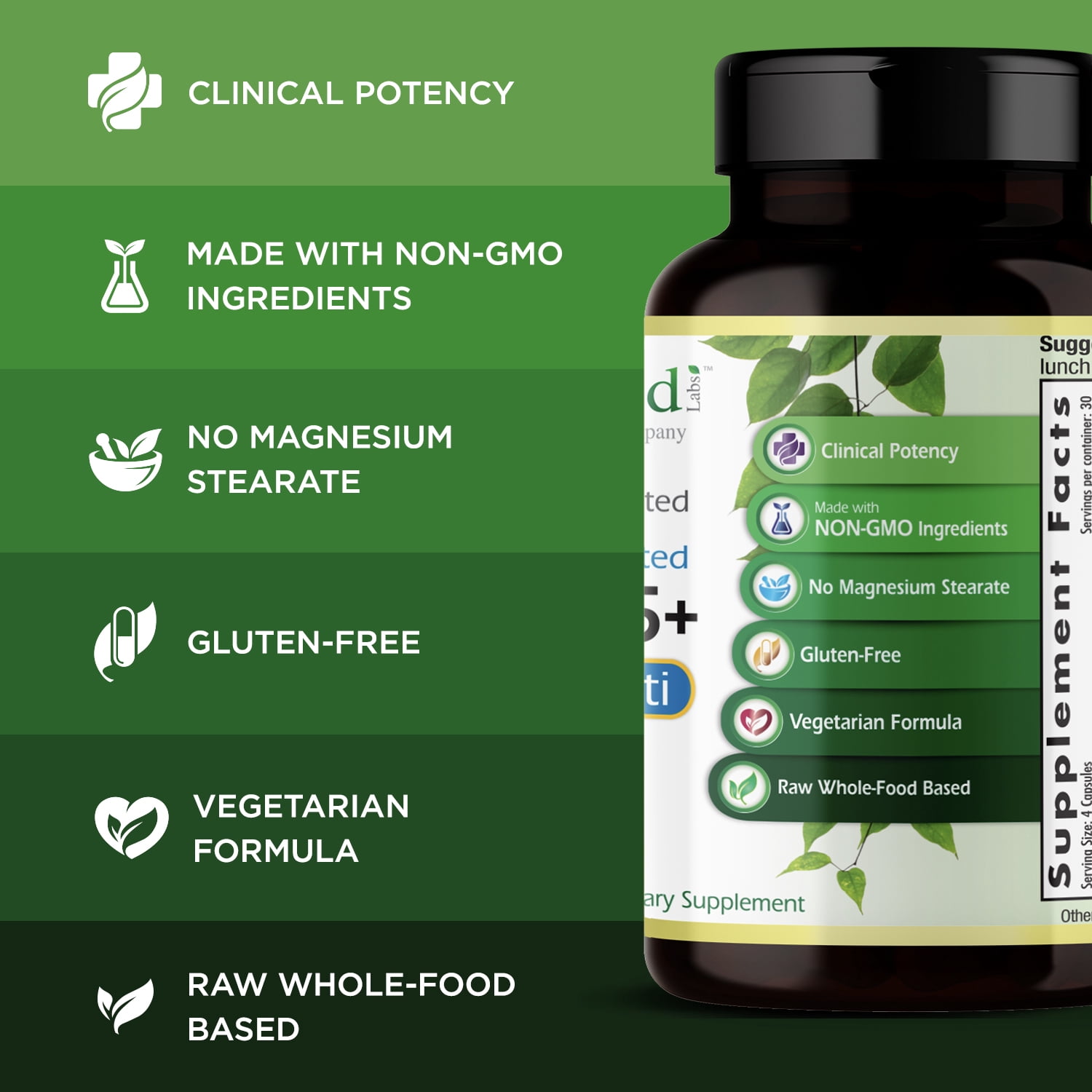 Emerald Labs Men's 45+ 4-Daily Multi - Multivitamin with CoQ10, Saw Palmetto and Lycopene to Support Heart Health, Energy Levels, Immune System, and Strong Bones - 120 Vegetable Capsules