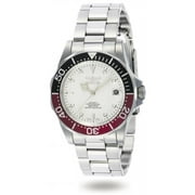 Invicta  Mens Automatic Pro Diver in all Stainless Steel on Bracelet With a White Dial and Black & Red Bezel Watch